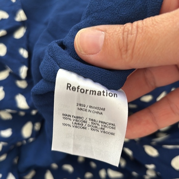 Reformation Mini Blue Polka Dot Dress - Picture 11 of 15